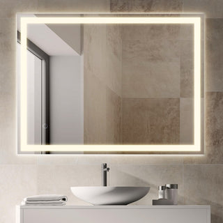 Enchanting Rectangular Frameless Anti-Fog Aluminum Front/Back-lit Tri-color LED Bathroom Vanity Mirror with Smart Touch Control