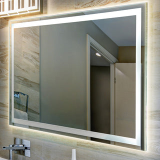 Enchanting Rectangular Frameless Anti-Fog Aluminum Front/Back-lit Tri-color LED Bathroom Vanity Mirror with Smart Touch Control