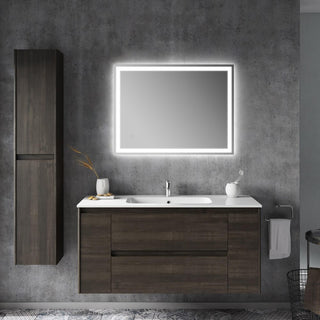 Enchanting Rectangular Frameless Anti-Fog Aluminum Front/Back-lit Tri-color LED Bathroom Vanity Mirror with Smart Touch Control