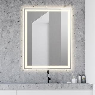 Enchanting Rectangular Frameless Anti-Fog Aluminum Front/Back-lit Tri-color LED Bathroom Vanity Mirror with Smart Touch Control