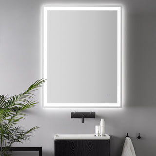 Enchanting Rectangular Frameless Anti-Fog Aluminum Front/Back-lit Tri-color LED Bathroom Vanity Mirror with Smart Touch Control