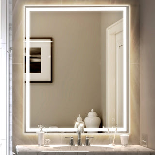 Enchanting Rectangular Frameless Anti-Fog Aluminum Front/Back-lit Tri-color LED Bathroom Vanity Mirror with Smart Touch Control