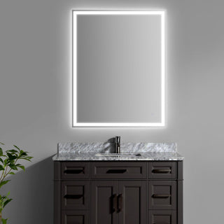 Enchanting Rectangular Frameless Anti-Fog Aluminum Front/Back-lit Tri-color LED Bathroom Vanity Mirror with Smart Touch Control