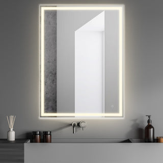 Enchanting Rectangular Frameless Anti-Fog Aluminum Front/Back-lit Tri-color LED Bathroom Vanity Mirror with Smart Touch Control