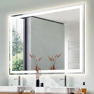 Enchanting Rectangular Frameless Anti-Fog Aluminum Front/Back-lit Tri-color LED Bathroom Vanity Mirror with Smart Touch Control