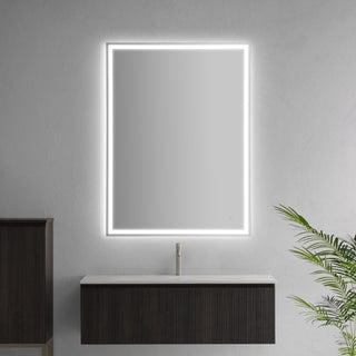 Enchanting Rectangular Frameless Anti-Fog Aluminum Front/Back-lit Tri-color LED Bathroom Vanity Mirror with Smart Touch Control