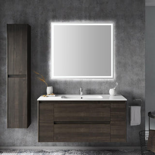 Enchanting Rectangular Frameless Anti-Fog Aluminum Front/Back-lit Tri-color LED Bathroom Vanity Mirror with Smart Touch Control