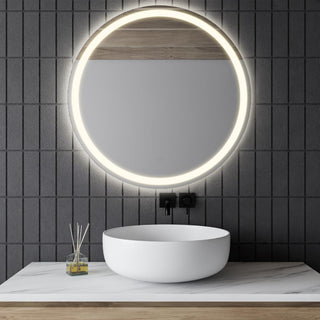 Smarmy 27" Round Frameless Anti-Fog Aluminum Front/Back-lit Tri-color LED Bathroom Vanity Mirror with Smart Touch Control