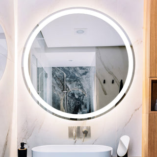 Smarmy 27" Round Frameless Anti-Fog Aluminum Front/Back-lit Tri-color LED Bathroom Vanity Mirror with Smart Touch Control