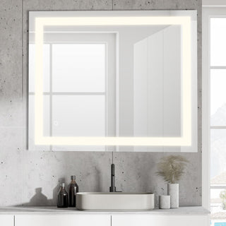 Spotless Rectangular Frameless Anti-Fog Aluminum Front-lit Tri-color LED Bathroom Vanity Mirror with Smart Touch Control