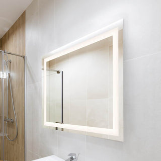 Spotless Rectangular Frameless Anti-Fog Aluminum Front-lit Tri-color LED Bathroom Vanity Mirror with Smart Touch Control