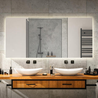 Joyous Rectangular Frameless Anti-Fog Aluminum Back-lit Tri-color LED Bathroom Vanity Mirror with Smart Touch Control