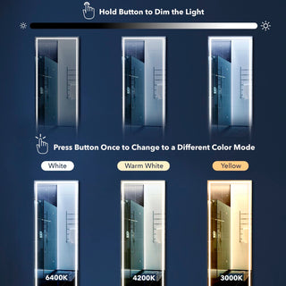 Icy Full-length Rectangular Frameless Anti-Fog Plug-in/Hardwire Aluminum Front-lit Tri-color LED Freestand/Hang Mirror with Smart Touch Control