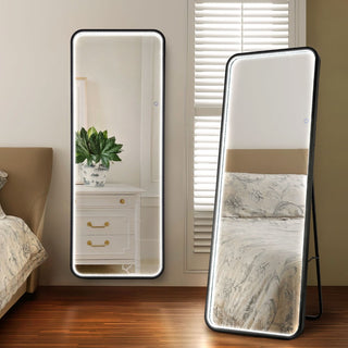 Accent Crystal Lining Rectangle Metal Framed Antifog Front-Lit Tri-Color Wall Or Floor Full-Length Mirror with Smart Touch