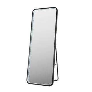 Accent Crystal Lining Rectangle Metal Framed Antifog Front-Lit Tri-Color Wall Or Floor Full-Length Mirror with Smart Touch