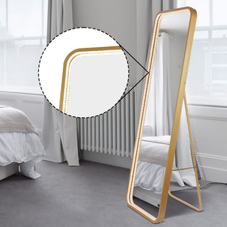 Accent Crystal Lining Rectangle Metal Framed Antifog Front-Lit Tri-Color Wall Or Floor Full-Length Mirror with Smart Touch