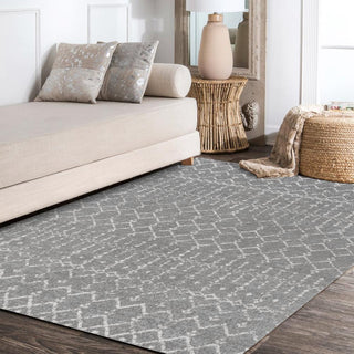 Kolkata Moroccan HYPE Boho Vintage Area Rug Gray/Ivory