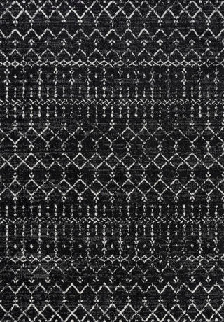 Kolkata Moroccan HYPE Boho Vintage Area Rug Black/Ivory