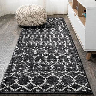 Kolkata Moroccan HYPE Boho Vintage Area Rug Black/Ivory