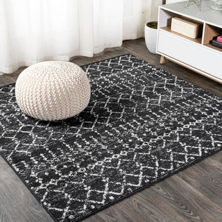 Kolkata Moroccan HYPE Boho Vintage Area Rug Black/Ivory