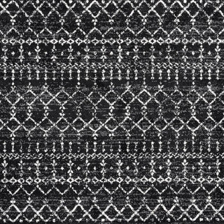 Kolkata Moroccan HYPE Boho Vintage Area Rug Black/Ivory