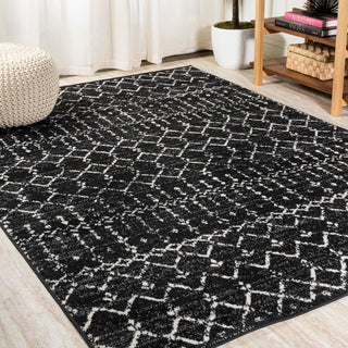 Kolkata Moroccan HYPE Boho Vintage Area Rug Black/Ivory