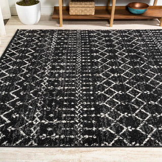 Kolkata Moroccan HYPE Boho Vintage Area Rug Black/Ivory