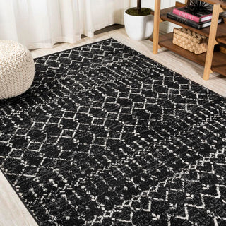 Kolkata Moroccan HYPE Boho Vintage Area Rug Black/Ivory