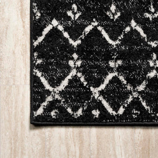 Kolkata Moroccan HYPE Boho Vintage Area Rug Black/Ivory