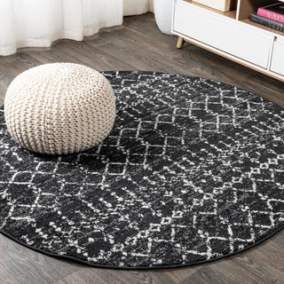 Kolkata Moroccan HYPE Boho Vintage Area Rug Black/Ivory