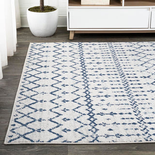 Kolkata Moroccan HYPE Boho Vintage Area Rug Cream/Navy