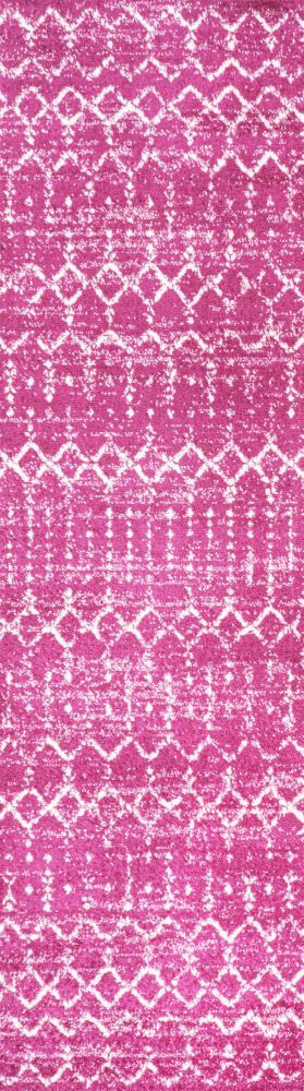 Kolkata Moroccan HYPE Boho Vintage Area Rug Fuchsia/Ivory