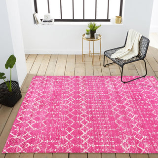 Kolkata Moroccan HYPE Boho Vintage Area Rug Fuchsia/Ivory