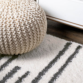 Nelson Petra Stripe Geometric Shag Area Rug