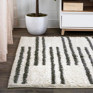 Nelson Petra Stripe Geometric Shag Area Rug