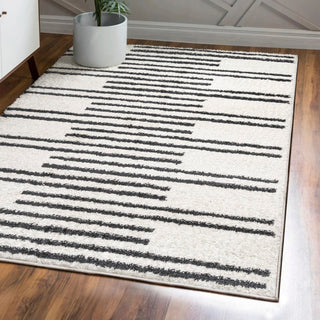 Nelson Petra Stripe Geometric Shag Area Rug