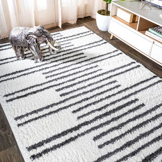 Nelson Petra Stripe Geometric Shag Area Rug