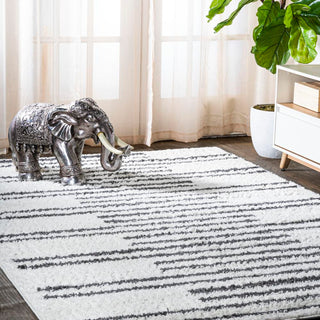 Nelson Petra Stripe Geometric Shag Area Rug