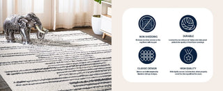 Nelson Petra Stripe Geometric Shag Area Rug