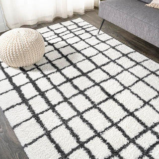 Upper Arenal Geometric Grid Shag Area Rug