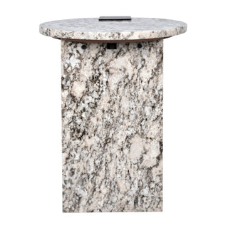 Clary 17" Contemporary Natural Marble/Metal Handmade Round End Table