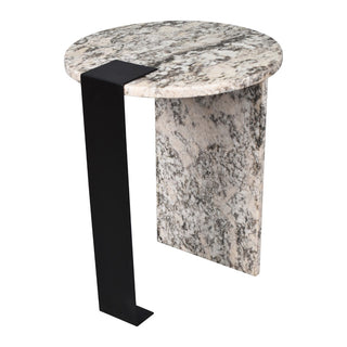 Clary 17" Contemporary Natural Marble/Metal Handmade Round End Table