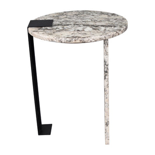 Clary 17" Contemporary Natural Marble/Metal Handmade Round End Table