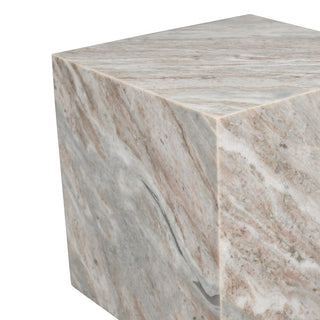 Erosia 15" Contemporary Natural Marble Handmade Cube End Table