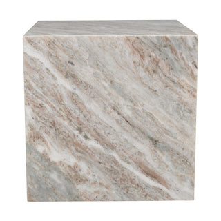 Erosia 15" Contemporary Natural Marble Handmade Cube End Table