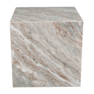 Erosia 15" Contemporary Natural Marble Handmade Cube End Table