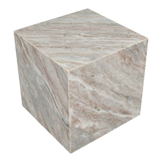 Erosia 15" Contemporary Natural Marble Handmade Cube End Table