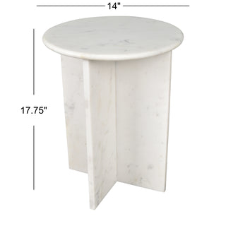 Lippa 14" Contemporary Natural Marble Handmade X-Shaped End Table