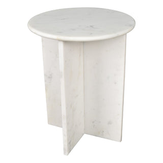 Lippa 14" Contemporary Natural Marble Handmade X-Shaped End Table