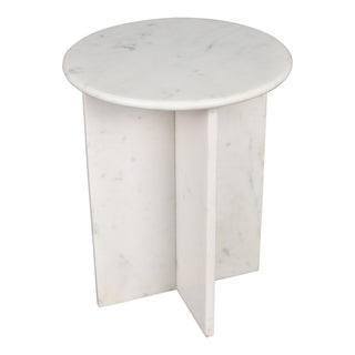 Lippa 14" Contemporary Natural Marble Handmade X-Shaped End Table